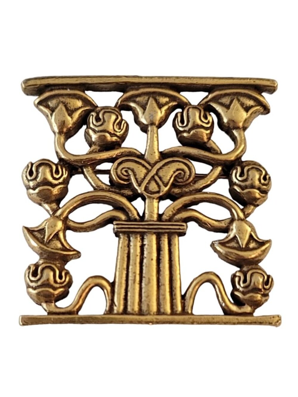 Metropolitan Museum of Art Gold Tone Corbel Flower Tree of Life Pin Brooch, M601